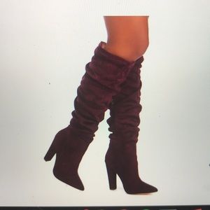 Burgundy Knee high slouch boots